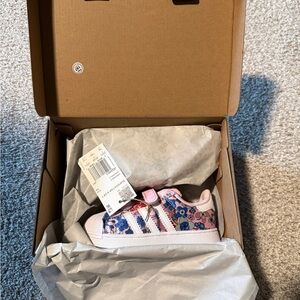 Adidas Kids Pink and Blue Floral Sneakers